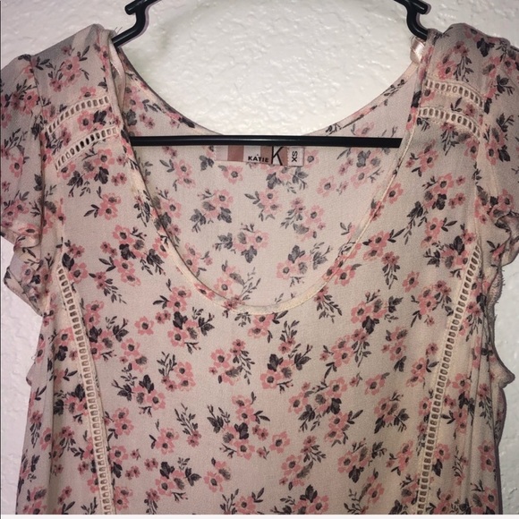 Pink Ruffled Floral Casual XS Summer Blouse - Picture 5 of 5